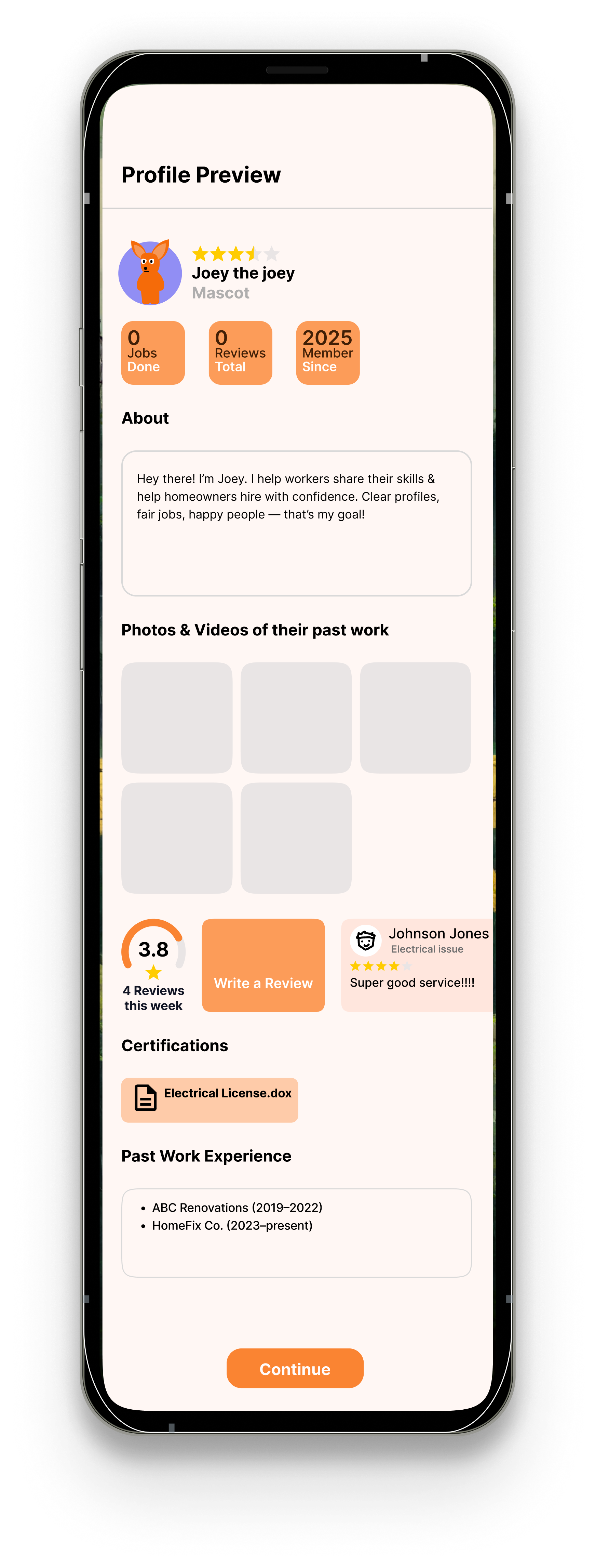 Profile preview phone mockup